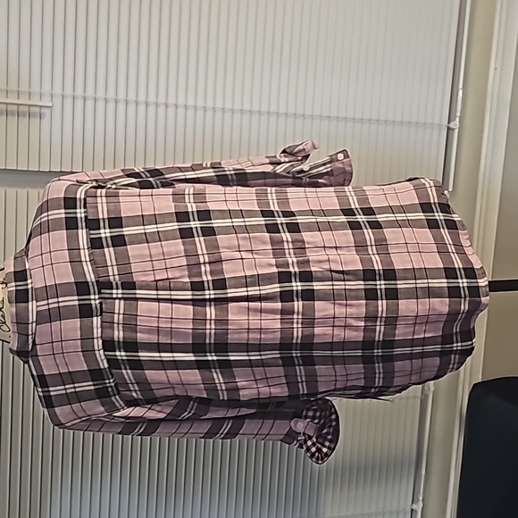 Croft & Barrow Lavender and Blue Plaid Button down 3/4 Sleeve Shirt XL - Picture 6 of 12